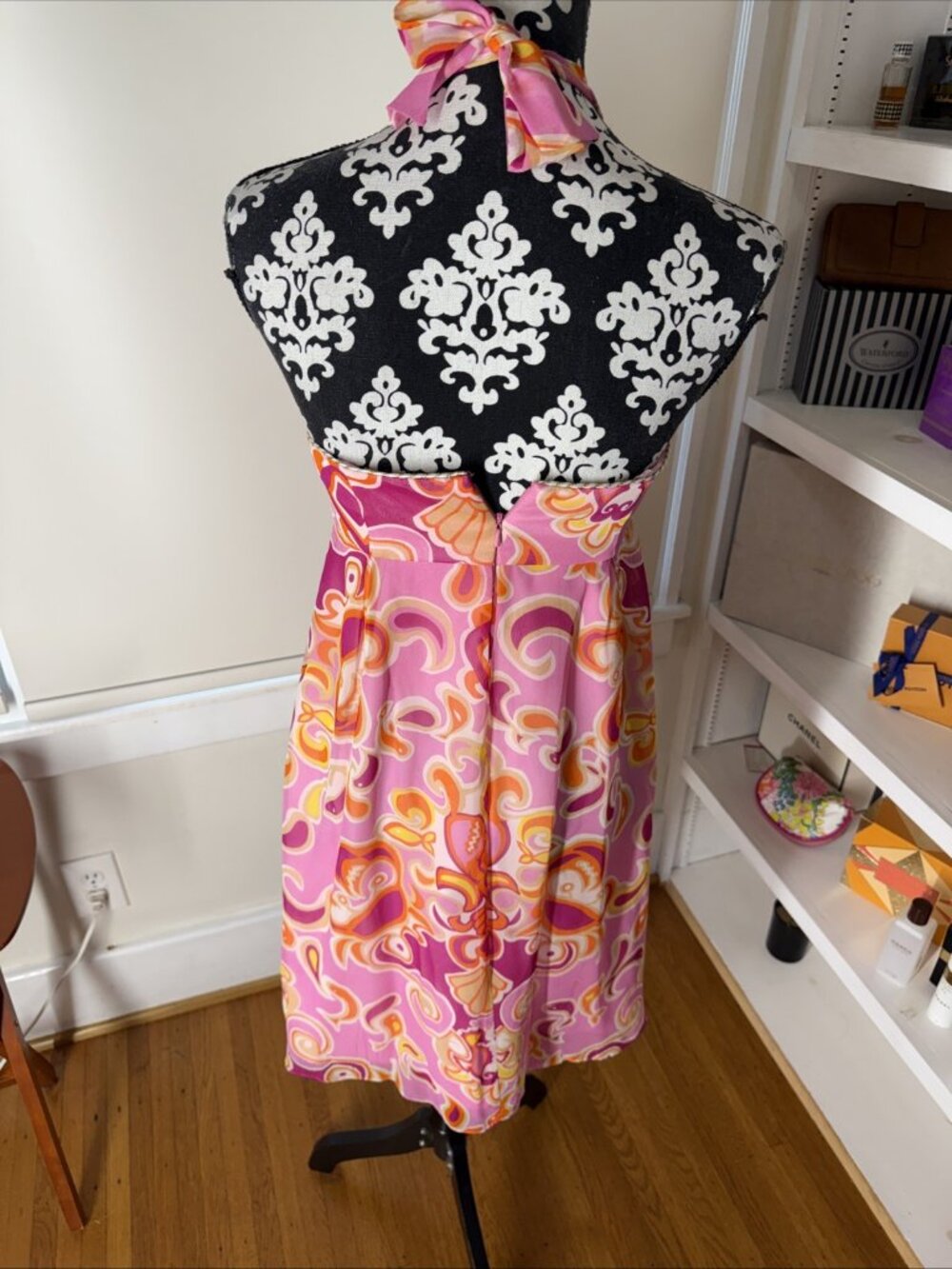 Lilly Pulitzer Halter or strapless Dress Pink Chiffon Fishalicious Caroleena 6 - Picture 6 of 13